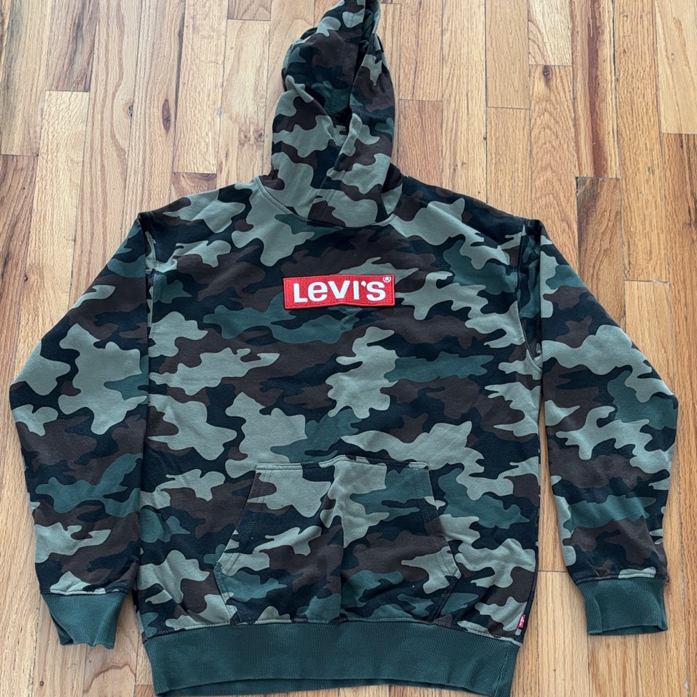 Levi's Men's Camo Hoodie Sweater - Green and Black